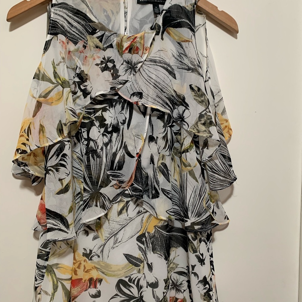 WHBM Floral Cold Shoulder ShortSleeve Blouse S - Picture 12 of 15